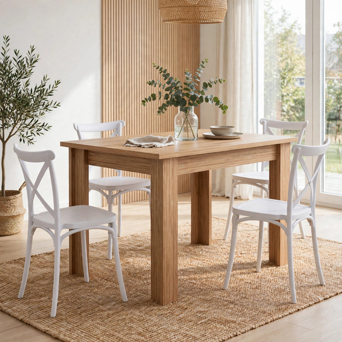 Combo Velum, Incluye una Mesa y 4 Sillas Color Blanco
