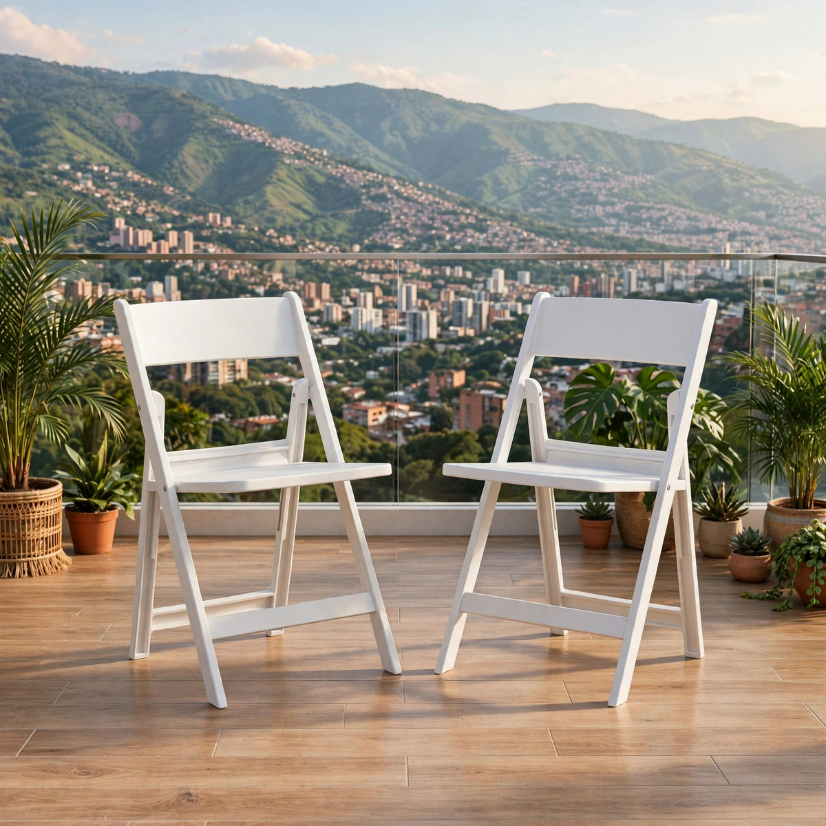 Set de 2 Sillas Plegables Erin, Blanco, Diseño Práctico y Funcional