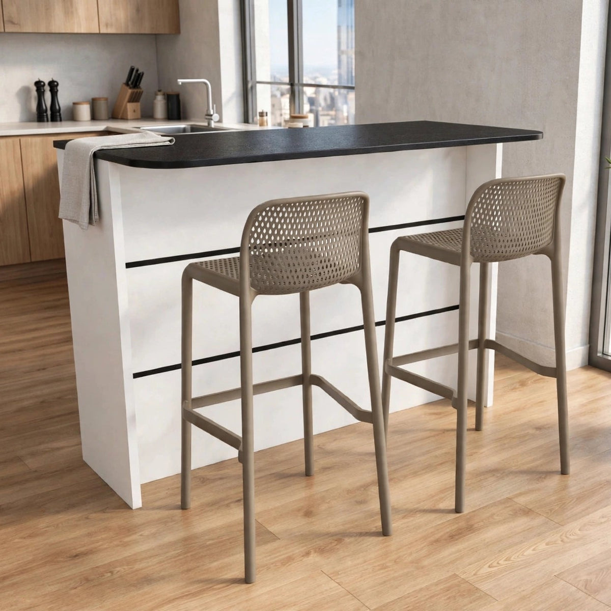 Combo Havana, Incluye Barra de Cocina y 2 Sillas para Bar Color Taupe