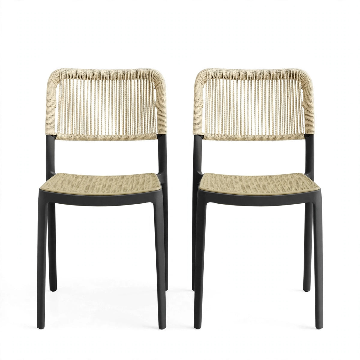 Set de 2 Sillas Austin, Color Negro, con Espaldar Tejido