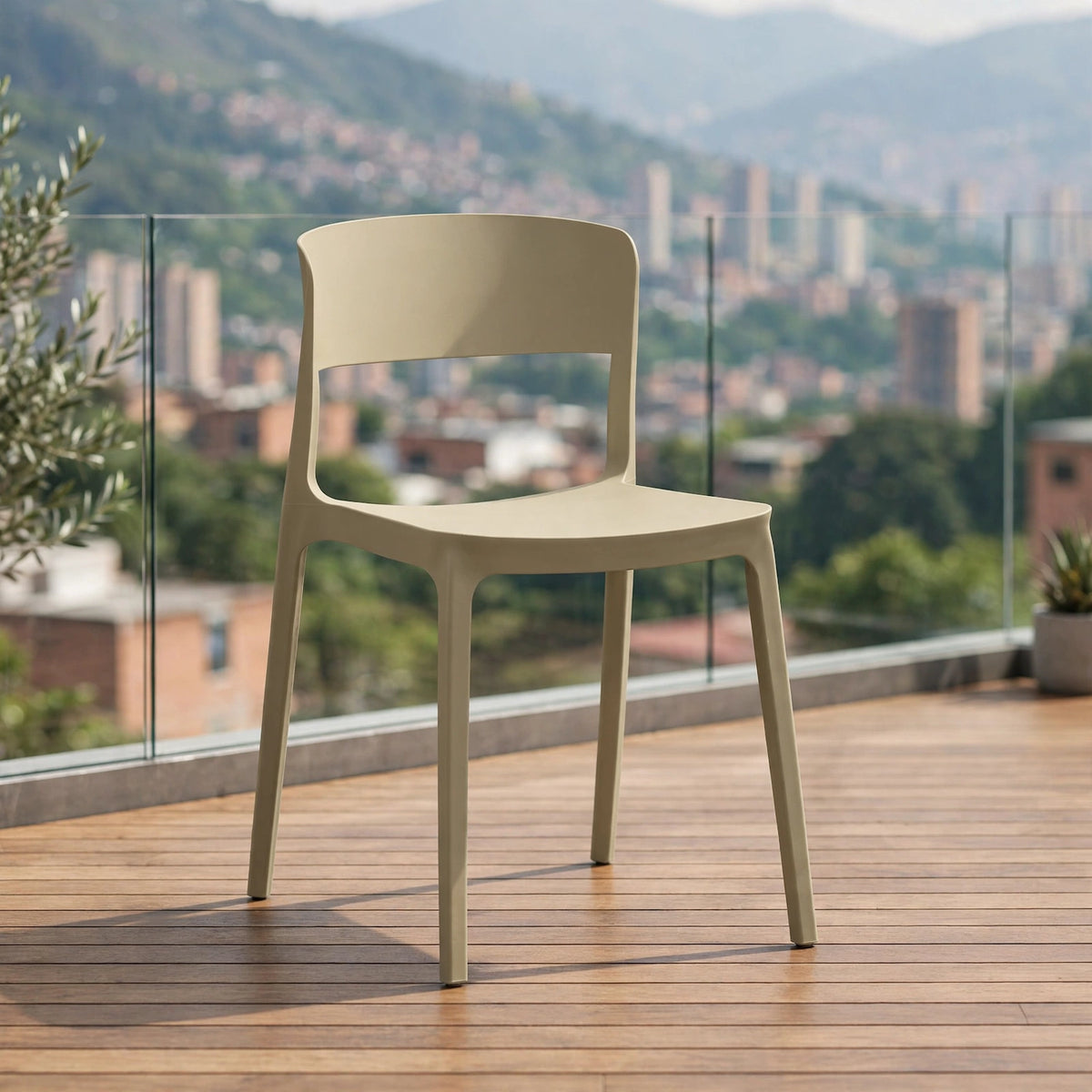 Silla Mónaco, Color Khaki, con Espaldar y Diseño Moderno