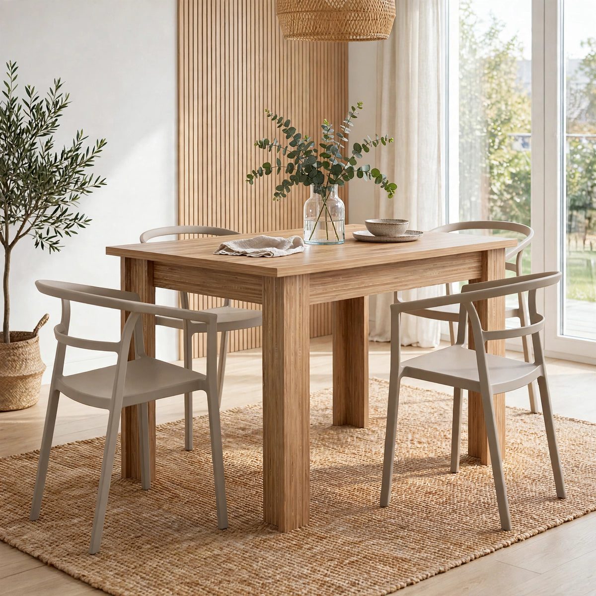 Combo Edron, Incluye una Mesa y 4 Sillas Color Taupe