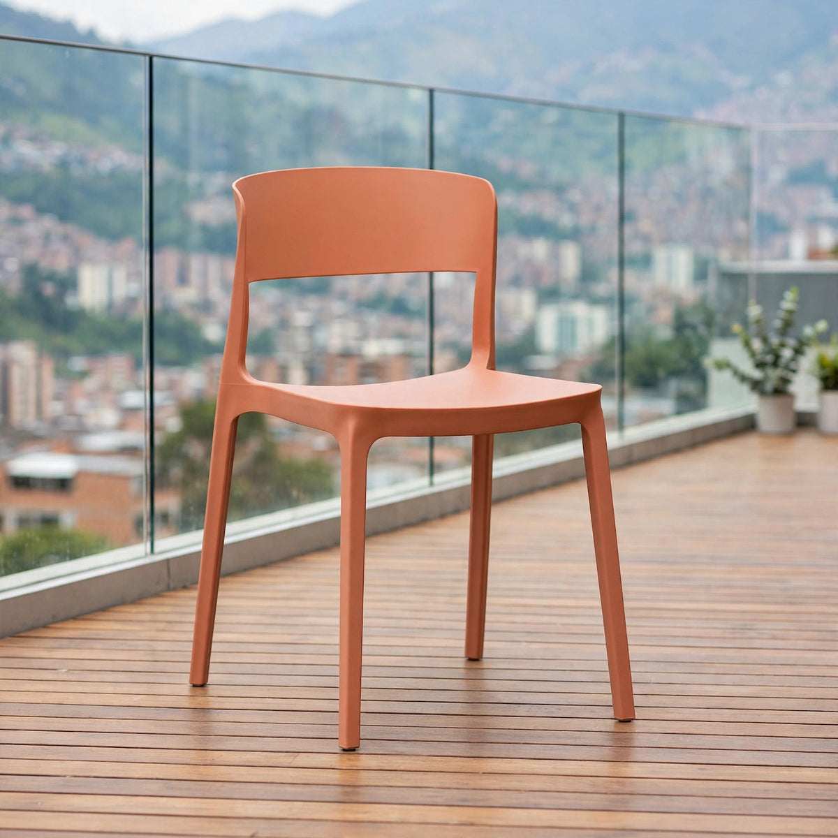 Silla Mónaco, Color Salmón, con Espaldar y Diseño Moderno