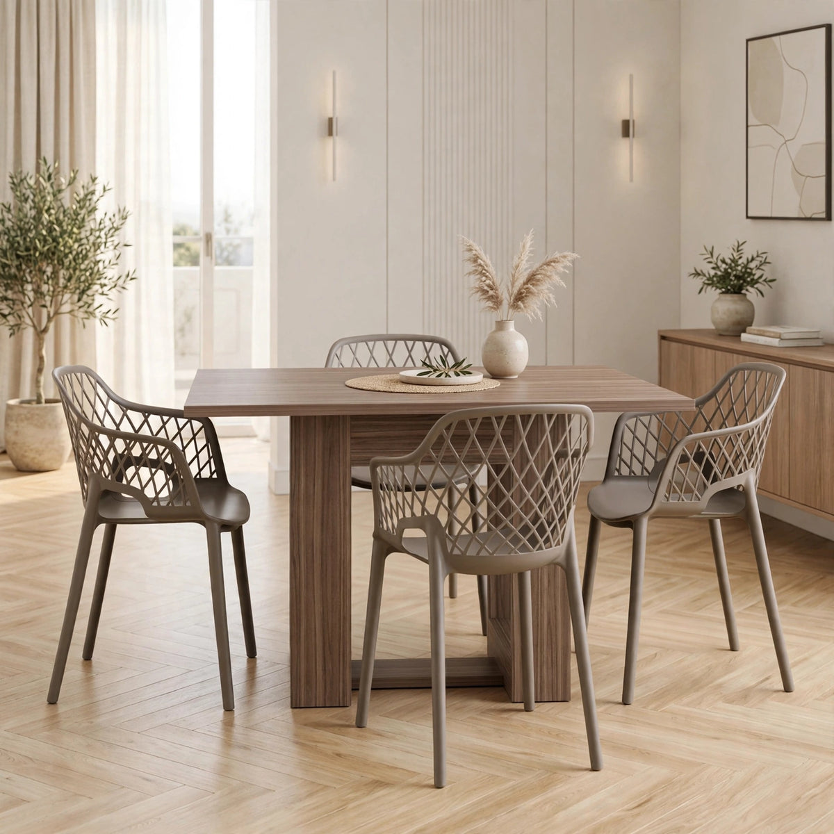 Combo Vaira, Incluye una Mesa y 4 Sillas Color Taupe