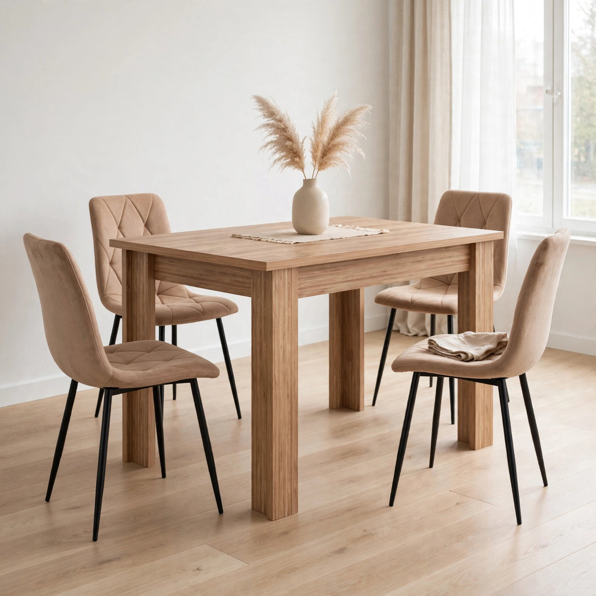 Combo Cook, Incluye una Mesa y 4 Sillas Color Café