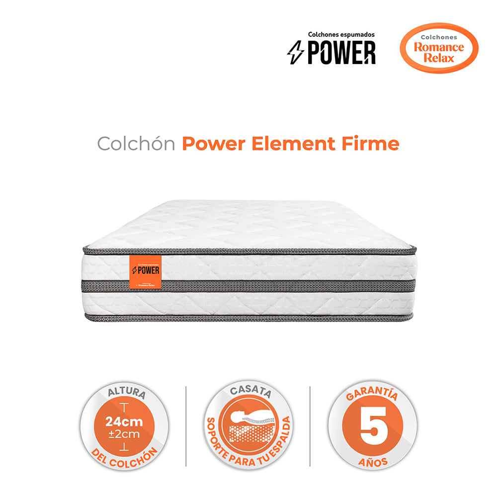 Colchón Power Element Firme 100X190X24, Sencillo