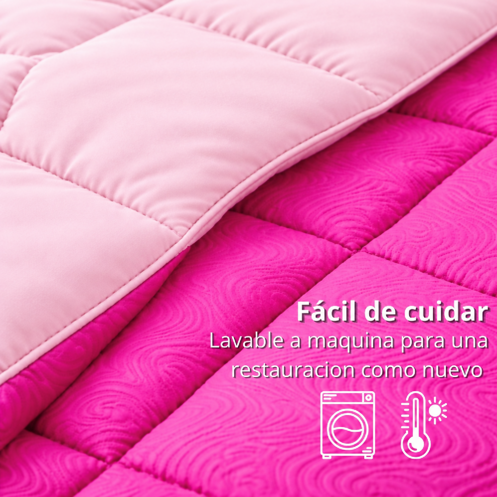 Edredon Cubrelecho Semidoble Doble Faz Fucsia Rosado