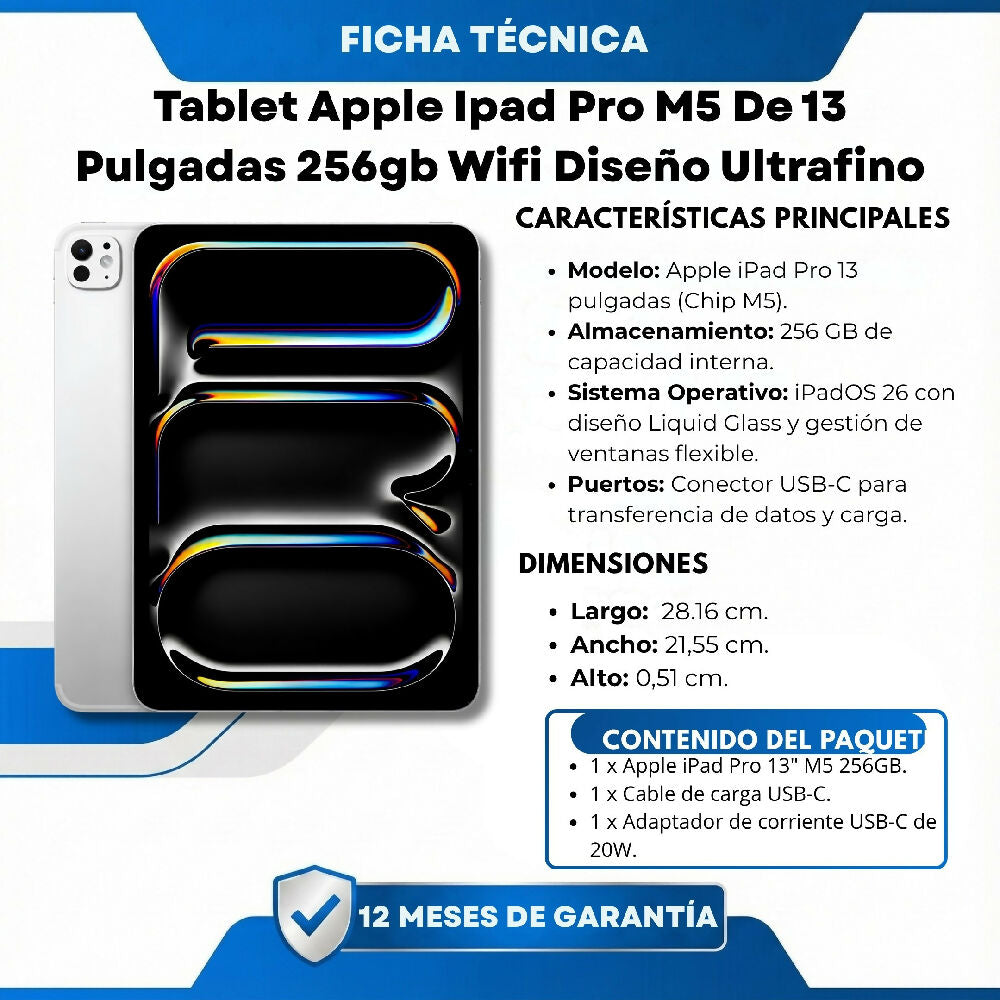 Tablet Apple Ipad Pro M5 De 13 Pulgadas 256gb Wifi Diseño Ultrafino Blanco