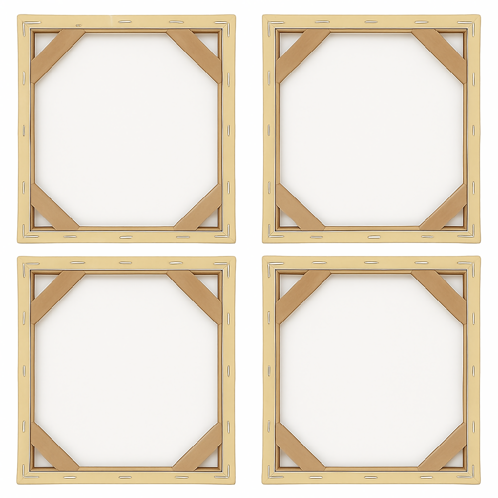 Lienzo Abstracto Contrastes Cálidos Set X4 de 34x34cm c/u