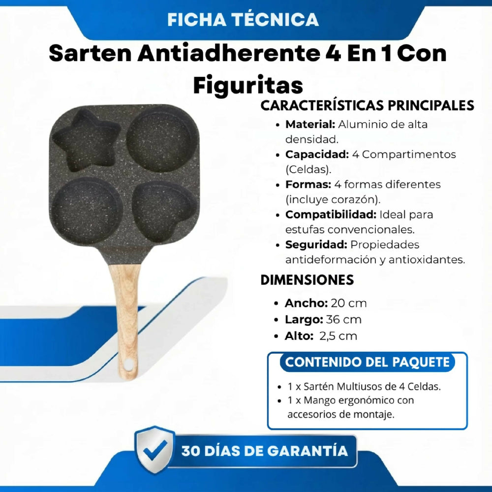 Sarten Antiadherente 4 En 1 Con Figuritas