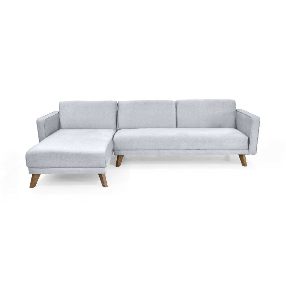 Sofa Cama en L Chelsea Derecho 265x160x76 Tela Plata