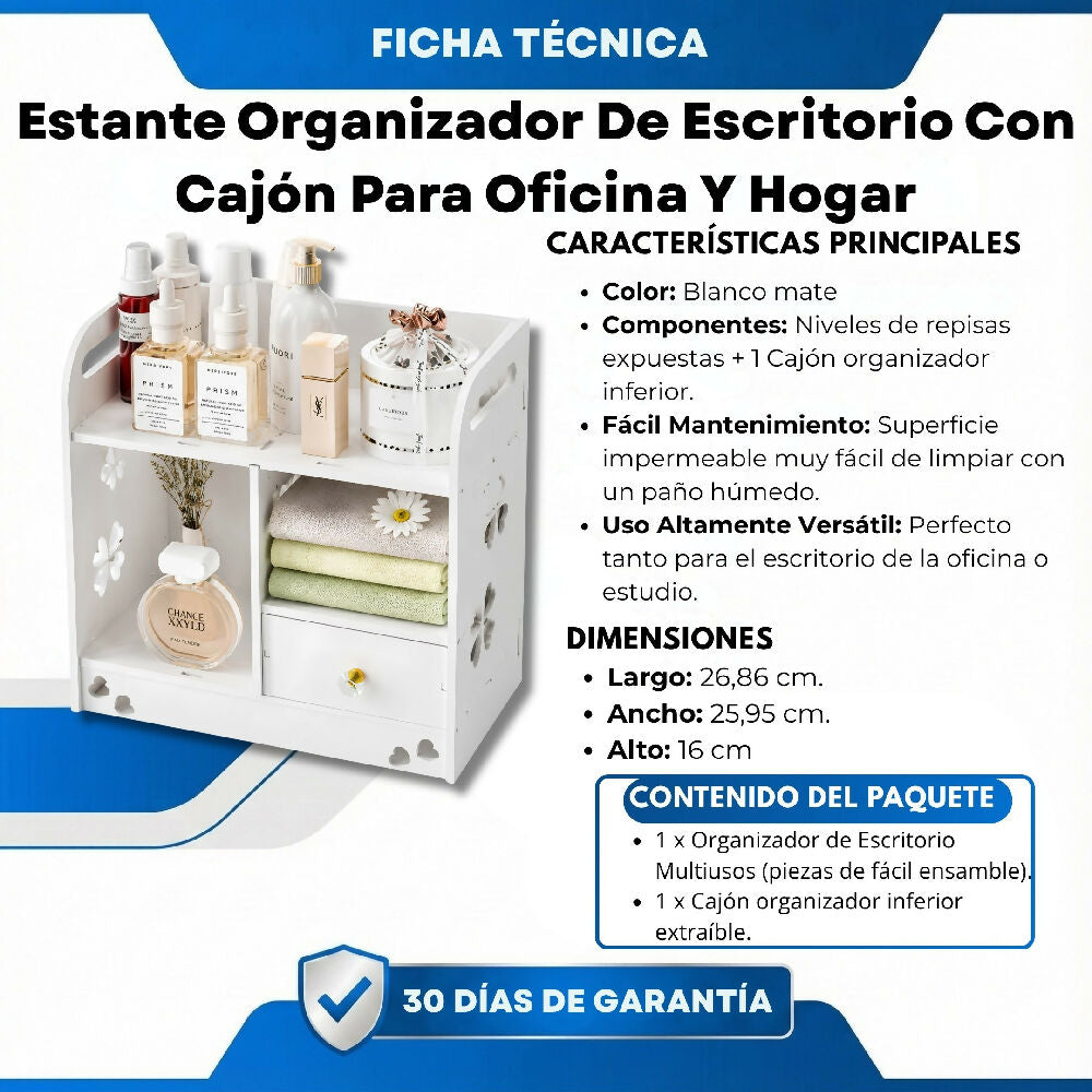 Estante Organizador De Escritorio Con Cajón Para Oficina Y Hogar