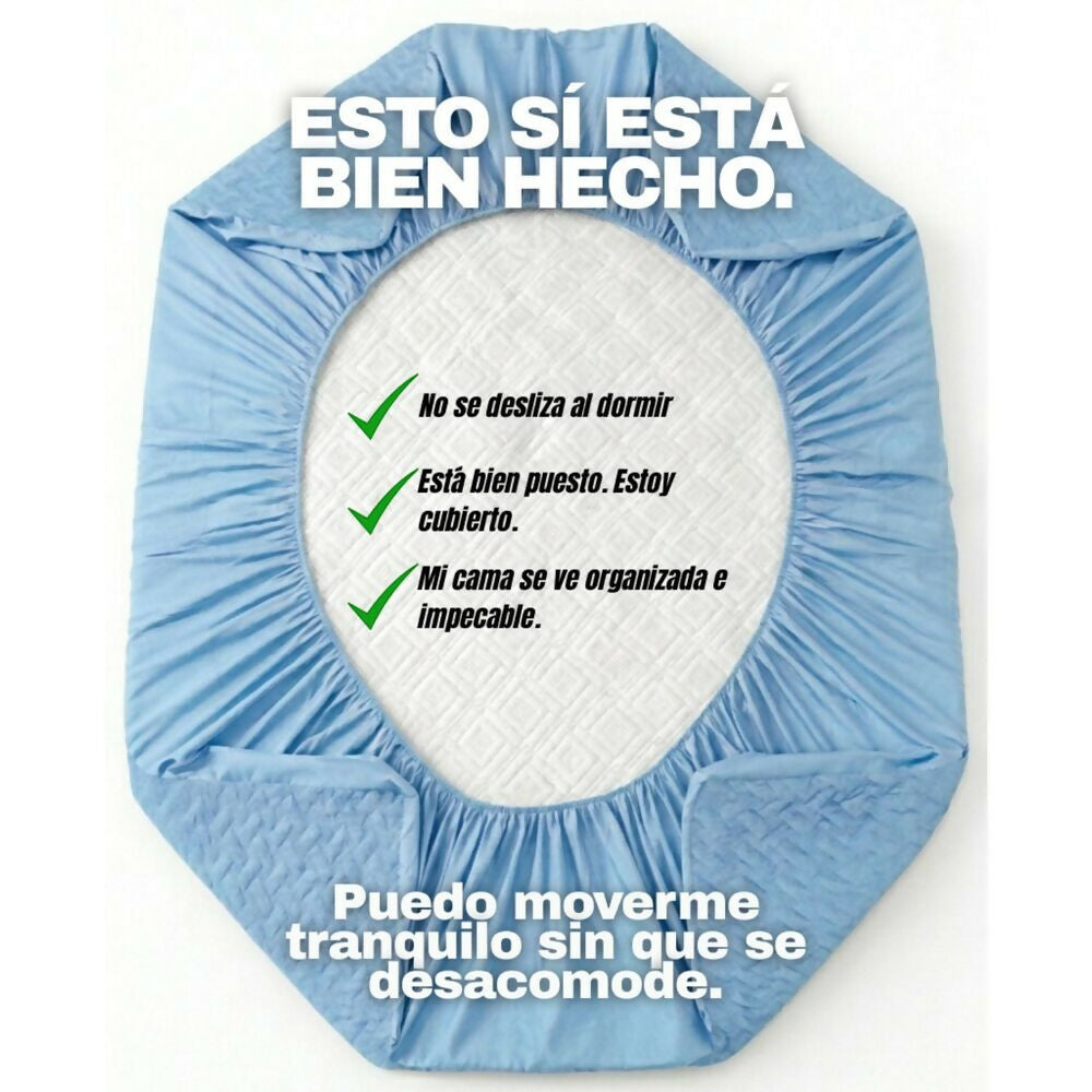 Combo protector colchon king acolchado celeste 200x200cm