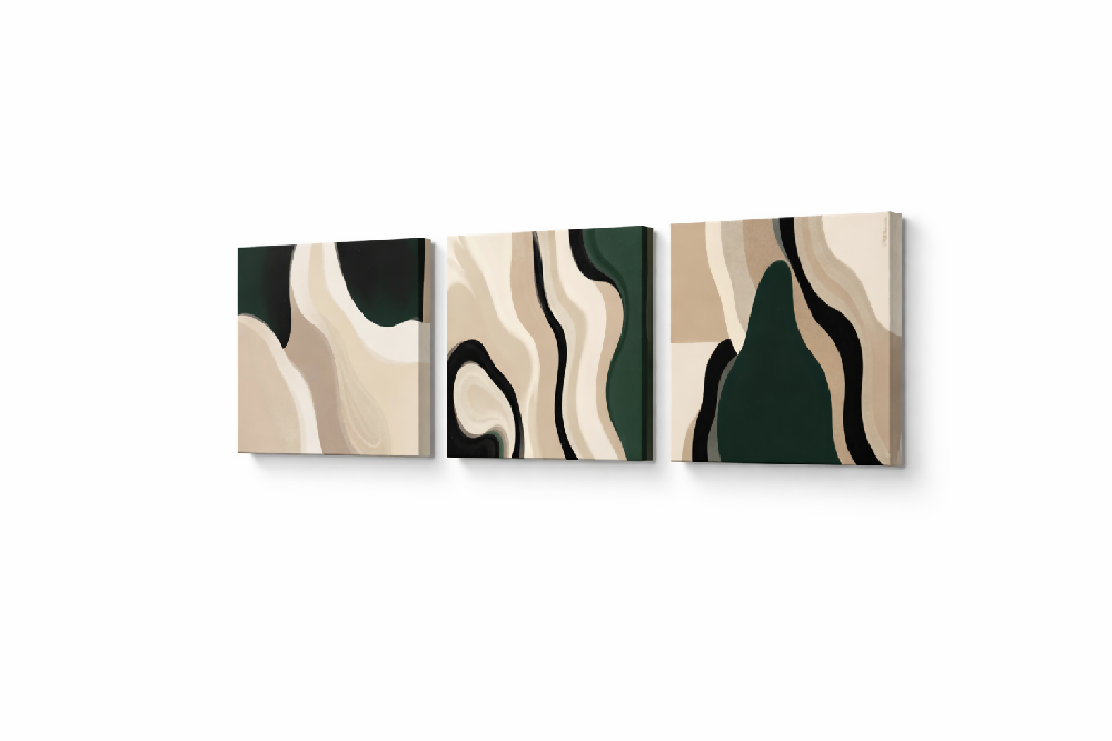 Lienzo Canvas Tríptico Curvas en la Tierra Set X3 34x34cm c/u