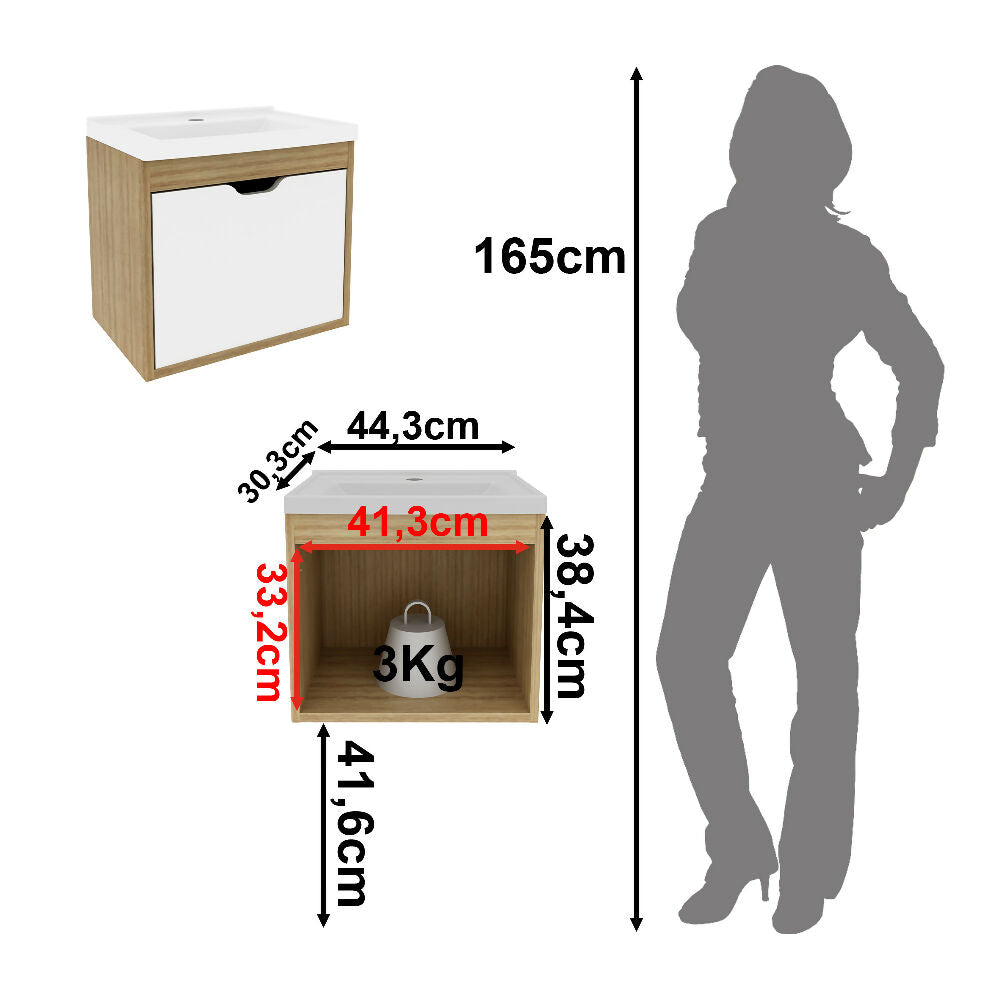 Mueble de baño con lavamanos Graz - Almendra/blanco