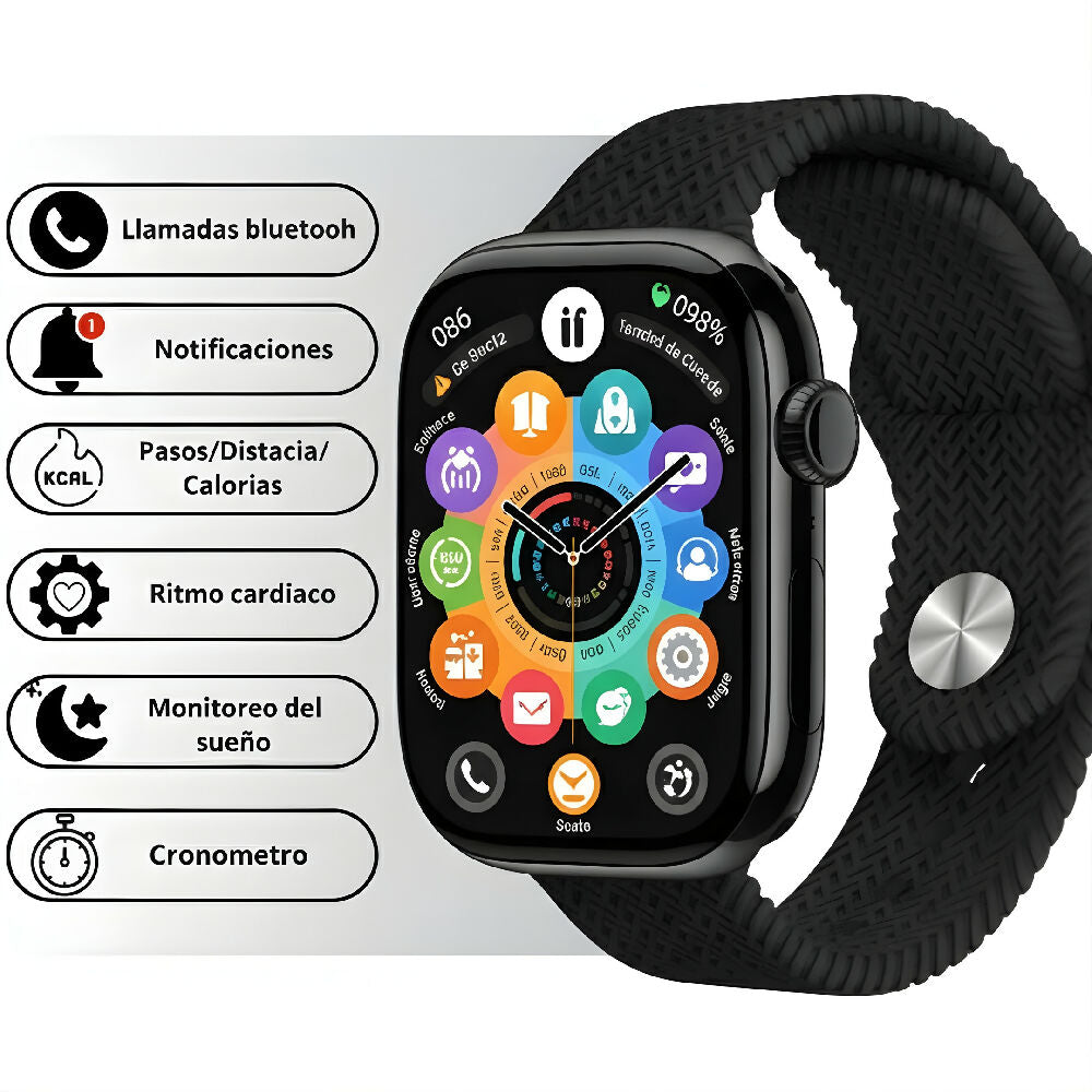 Smartwatch H10 Plus Mobulaa Bluetooth Reloj Inteligente Deportivo Con Frecuencia Cardíaca, Notificaciones Y Batería Duradera