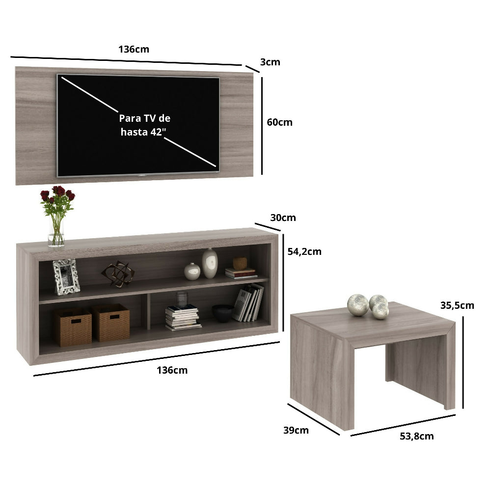 Combo de sala Living Gris - Maderado