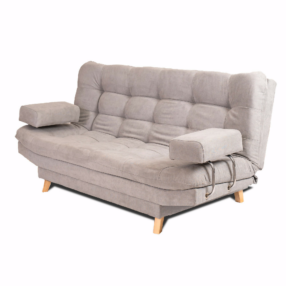 Sofá Cama Valencia Gris Plata + Puff