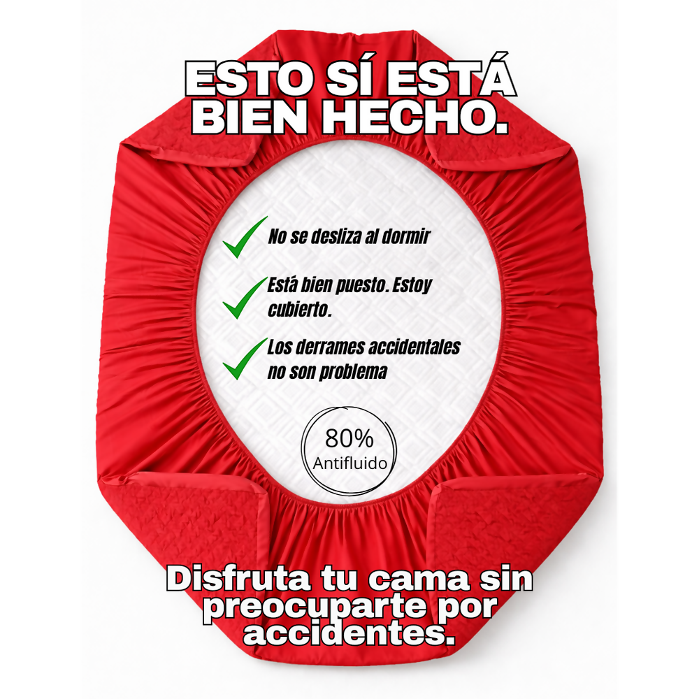 Protector colchon king antifluido rojo 200x200cm