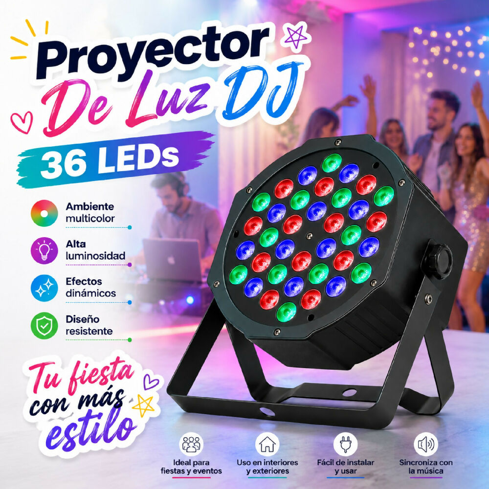 Proyector De Luz LED 36 RGB Para DJ Y Fiestas Para Discotecas Y Eventos