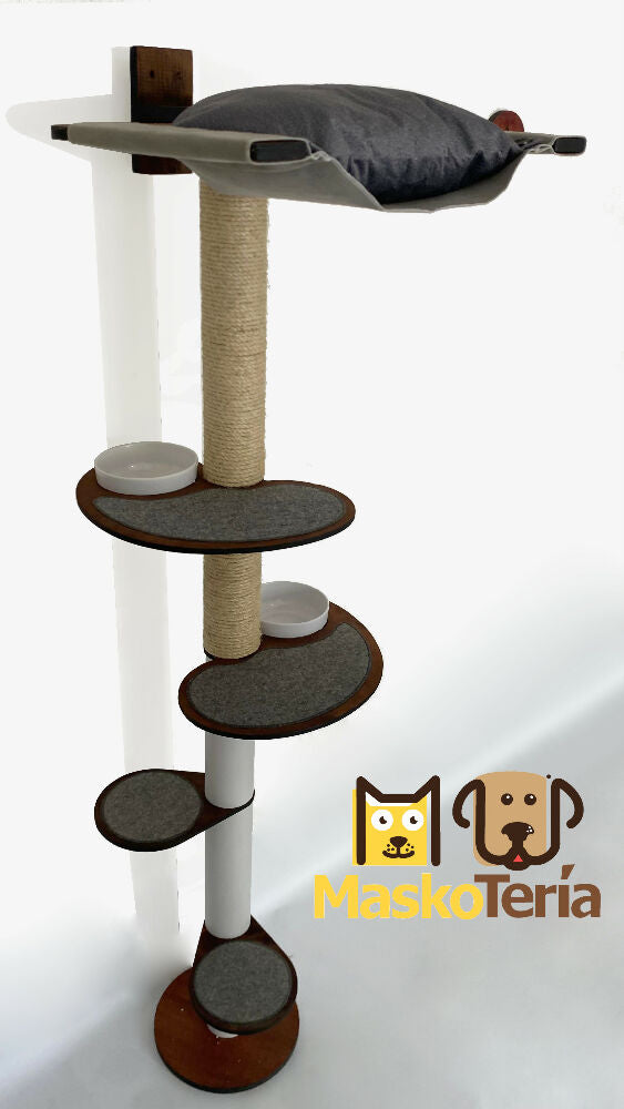 Torre Pitanza De Pared A Piso, Color Cafe Para Gatos
