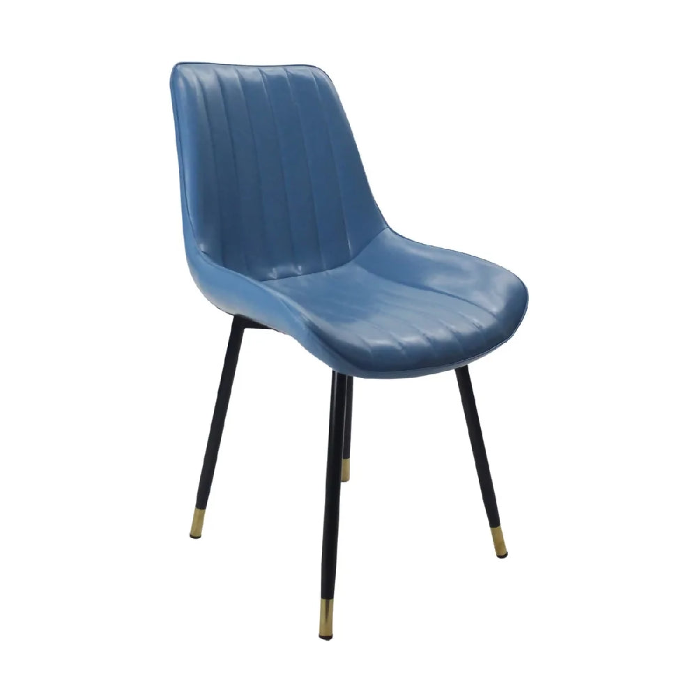 Comedor Vitral Tipo Mármol Negro + Set 4 Silla Azul