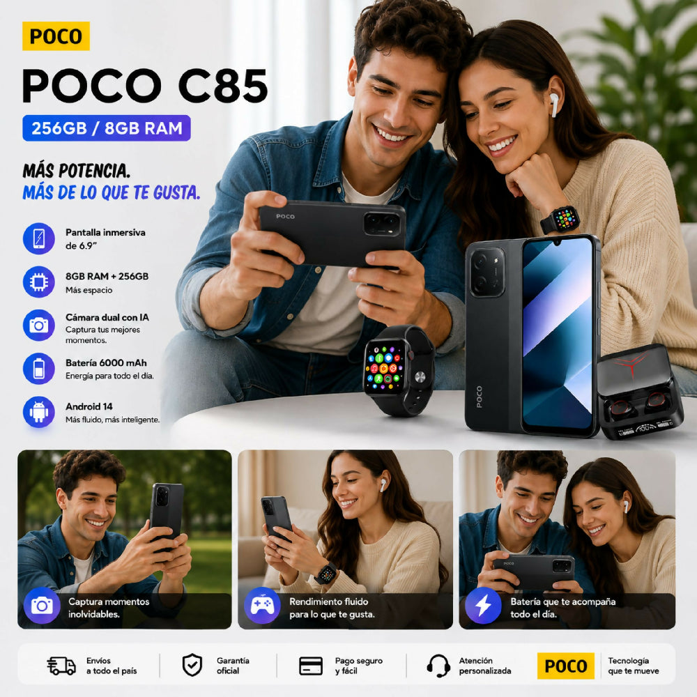 Celular Xiaomi POCO C85 256gb 8gb Ram Negro Obsequio Incluido