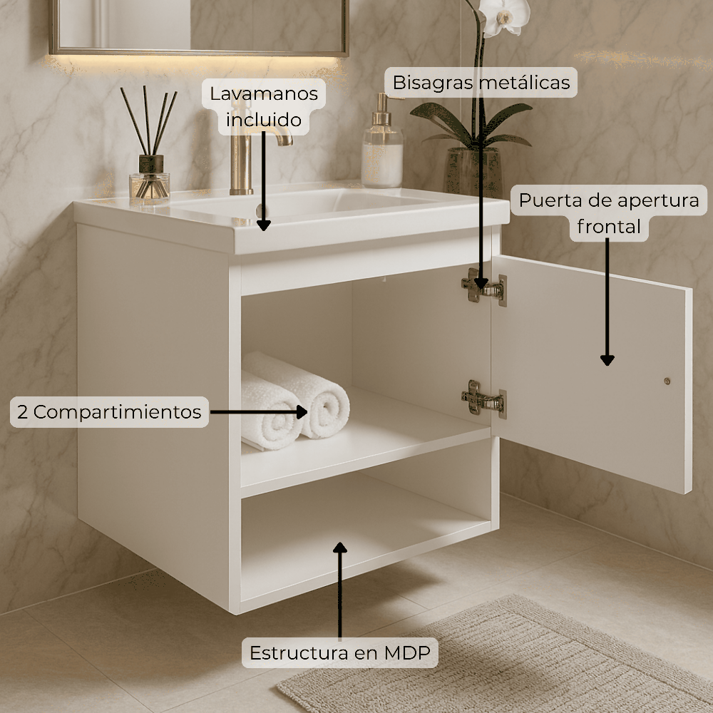 Mueble de Baño con Lavamanos Linz - Blanco