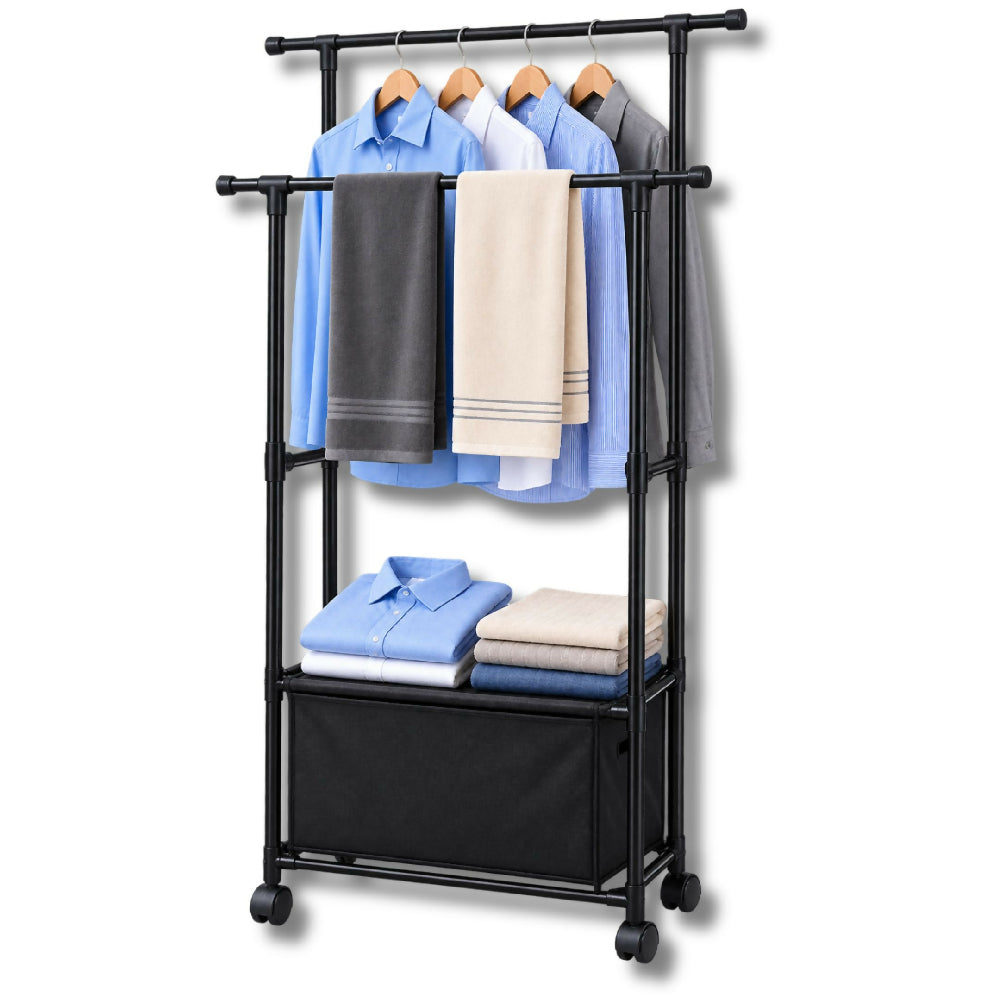 Tendedero Organizador De Ropa Doble 73026 Con Doble Barra De Colgado Y Fácil Desplazamiento