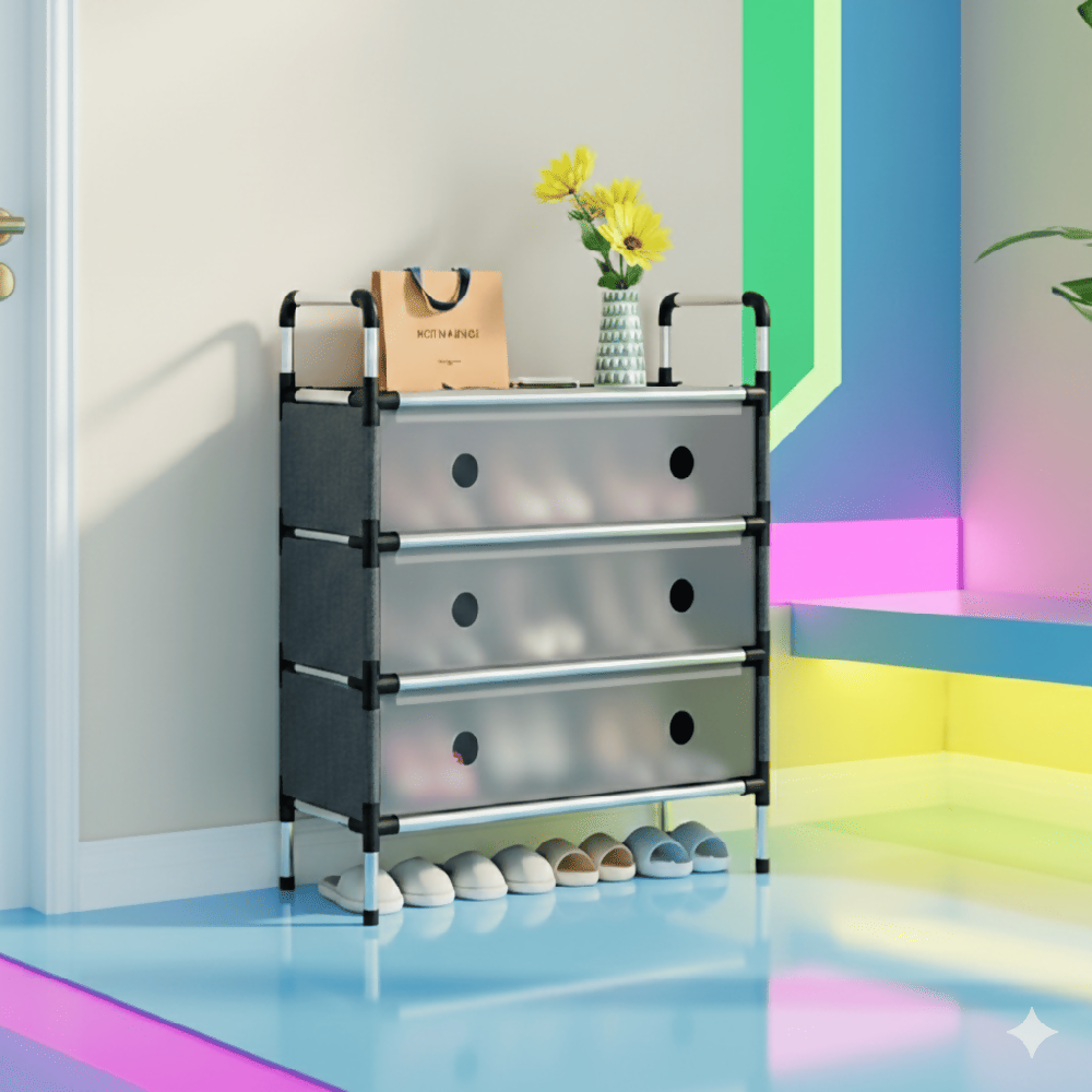 Zapatero Organizador De Lujo 3 Niveles Con Puertas Transparentes Mueble Elegante Para Calzado Con Diseño Moderno