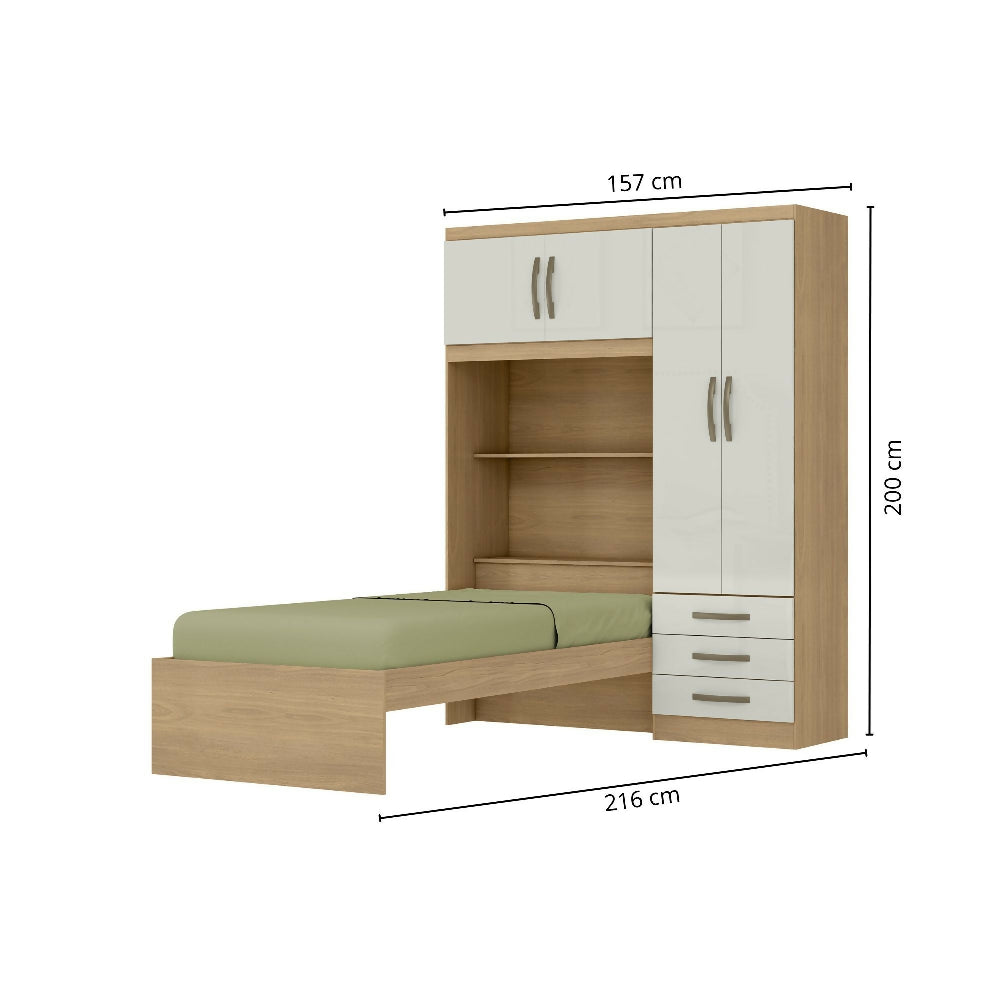 Closet con cama - Almendra/Blanco Apagado