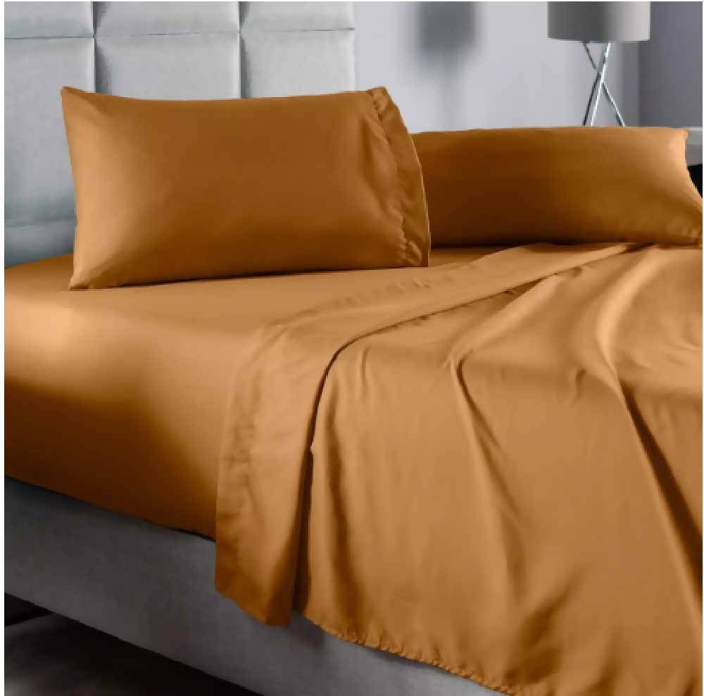 Juego de Sábanas para Cama Queen Viasoft Suave, Color Ocre - Envío Gratis 87660-1