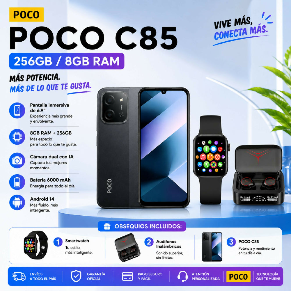 Celular Xiaomi POCO C85 256gb 8gb Ram Negro Obsequio Incluido