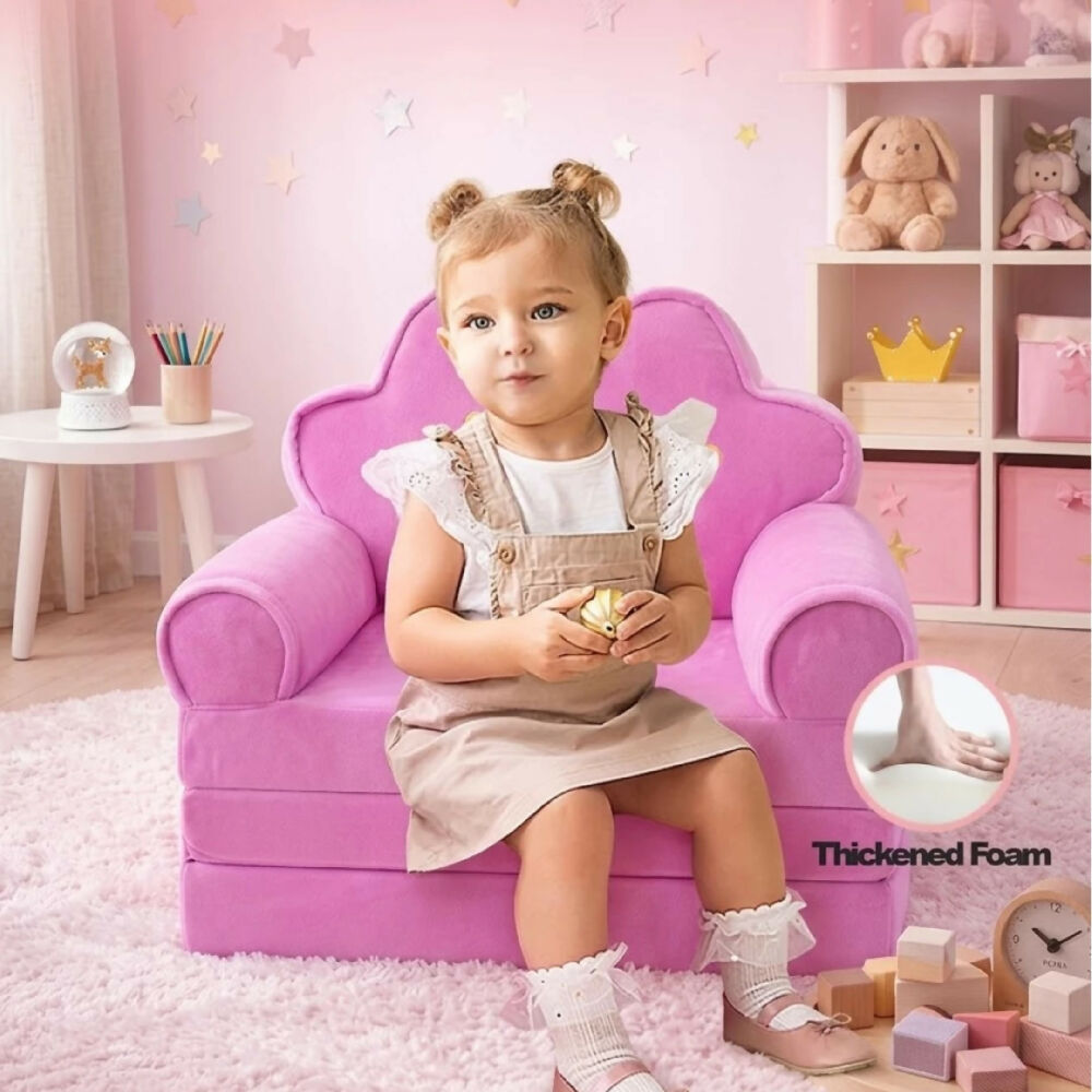 Sofá Cama Plegable Para Niñas Diseño Corona Acolchado Y Comodo