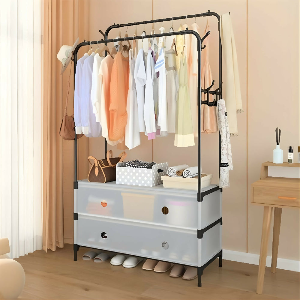Zapatero Perchero Doble De Lujo 83cm Con Base Para Zapatos Y Colgador De Bolsos