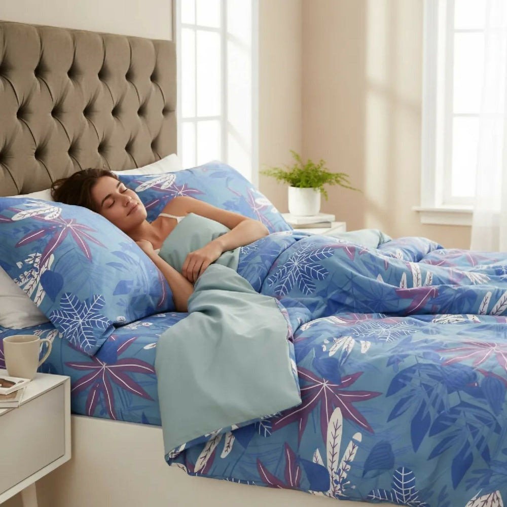 Juego de Sábanas Cama Doble 300 Hilos 100% Algodón Riviera Azul Suaves