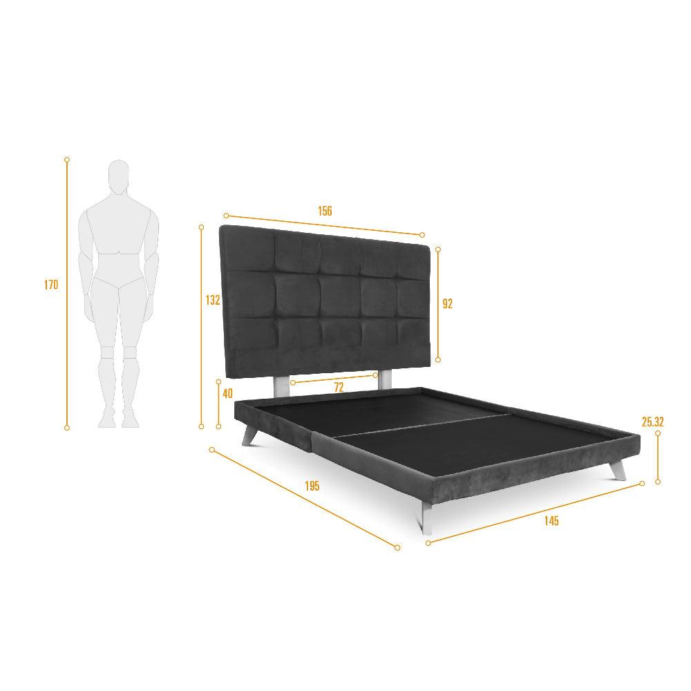 Set Cabecero Capitoneado Brend y Base cama Doble Azul