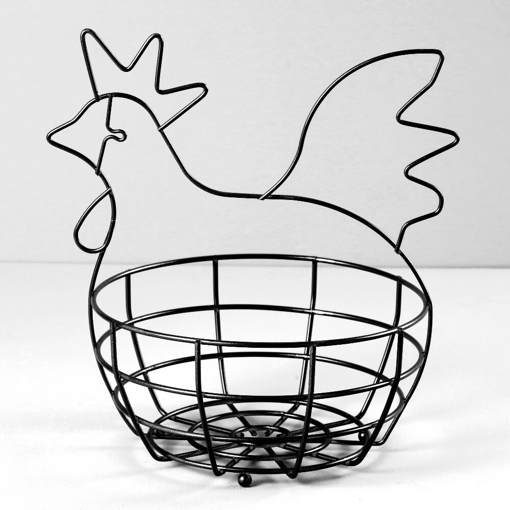 Huevera Rejiplas Canasta Gallina Acero Plastificado Negro Capacidad 30 Huevos