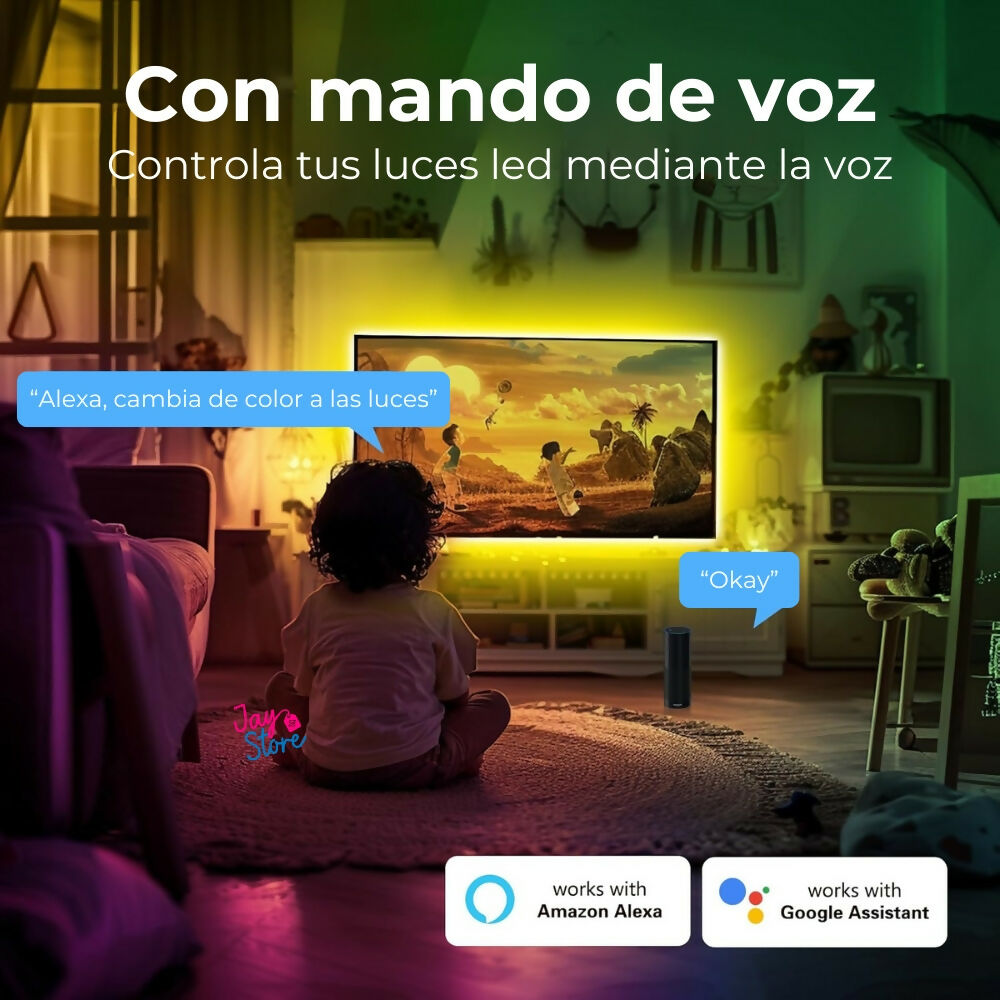 Cinta De Luz Led 15mts WiFi Inteligente, Bluetooth, Alexa, Google Home Tira Luz