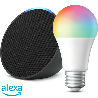 Combo Echo Pop + Bombillo Inteligente LED RGB Alexa Asistente Virtual