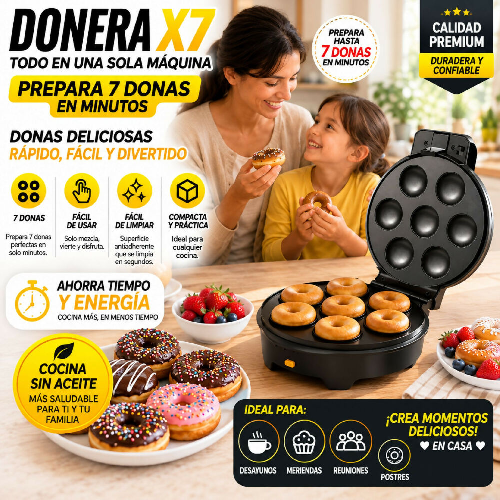 Máquina donera X7 para 7 mini donas - vista lateral