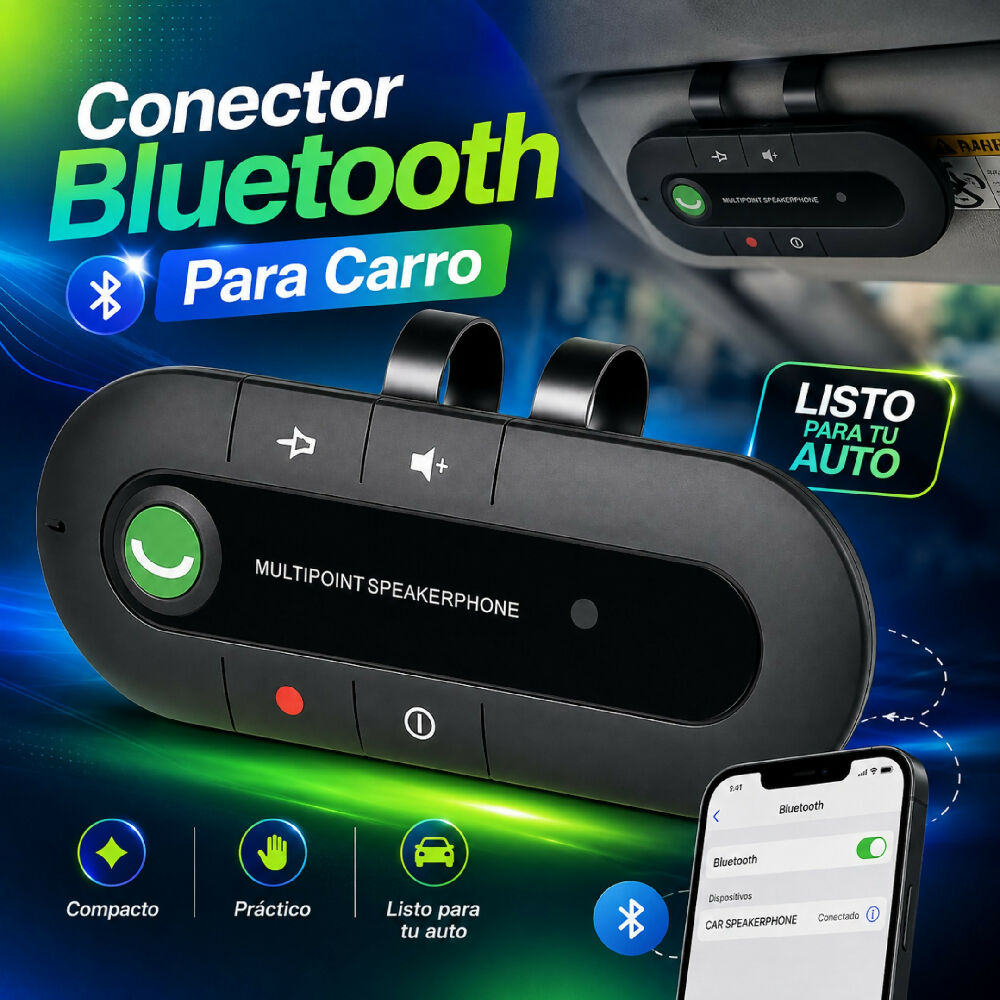 Conector Bluetooth Para Carro Con Micrófono Integrado Adaptador Altavoz
