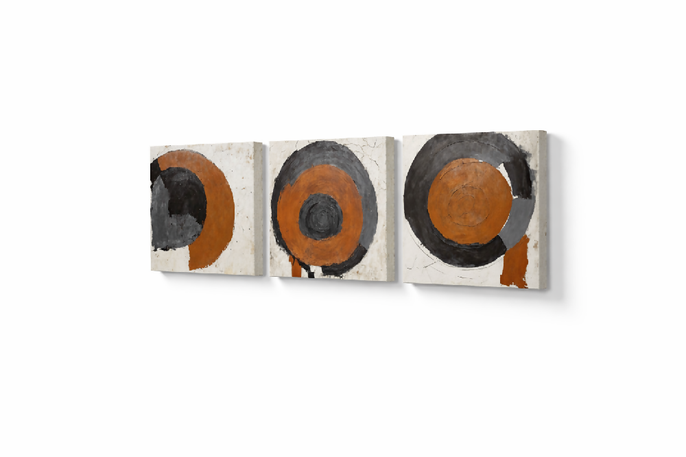 Lienzo Canvas Tríptico Geometría Mineral Set X3 34x34cm c/u