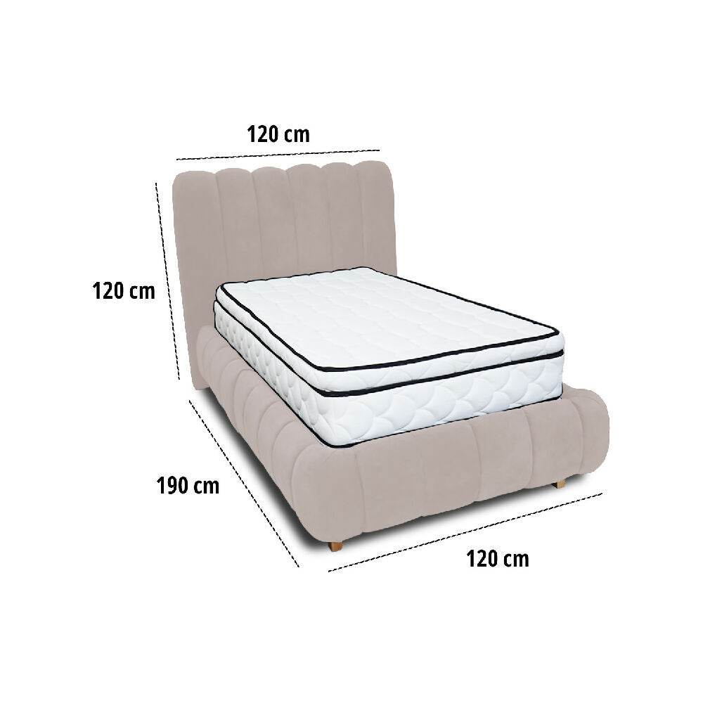 Combo Basecama Praga Modular Beige 120 Semidoble mas Espaldar