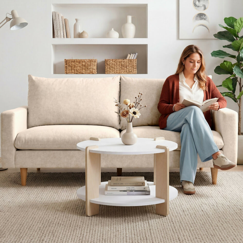 Mesa de Centro Kobe 60x60x40 cm Diseño Moderno Blanco