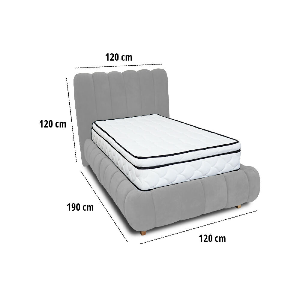Combo Basecama Praga Modular Gris 120 Semidoble mas Espaldar