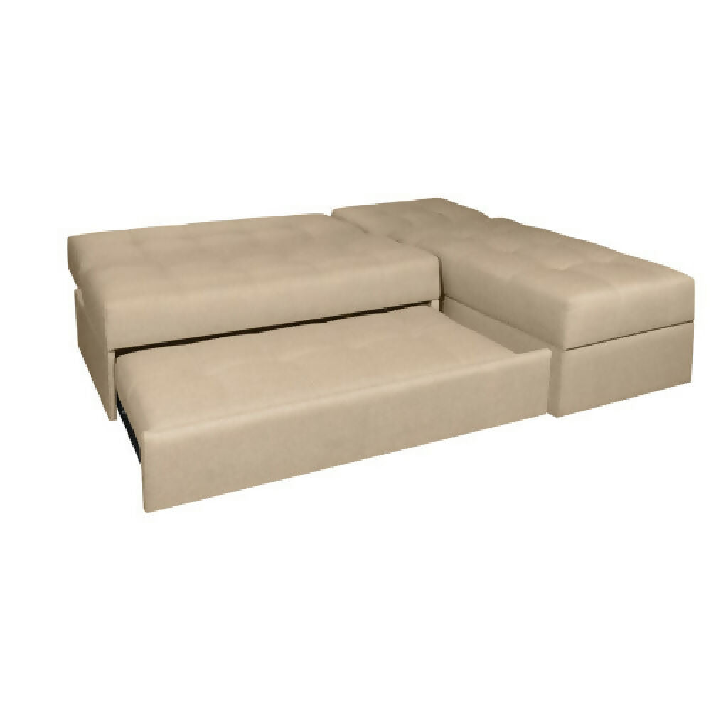 Sofá Cama Angela En L Con Brazos Tela Beige