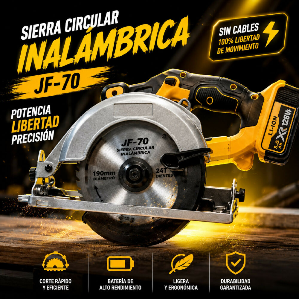 Sierra Circular Inalámbrica JF-70 De Mano Profesional Para Cortes