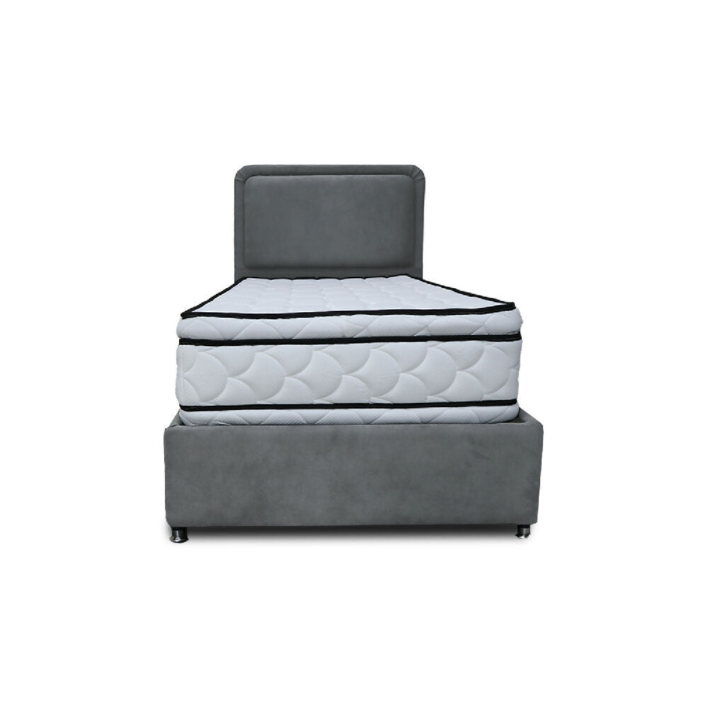 Combo Basecama Nube Semidoble 120x190 mas Espaldar Gris Oscuro