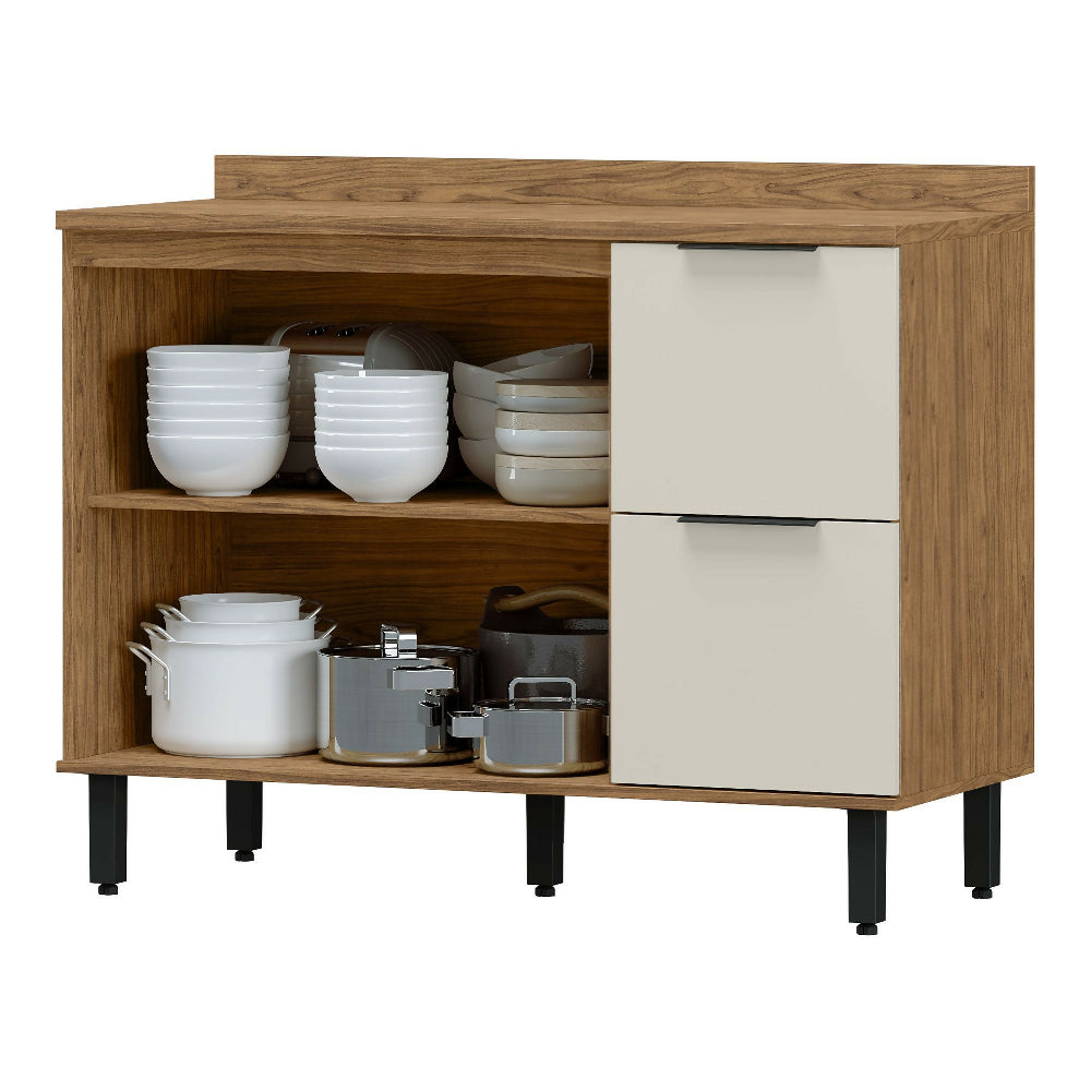 Cocina 120 cm Malta 3 Puertas 2 Cajones - Natural/Blanco Apagado
